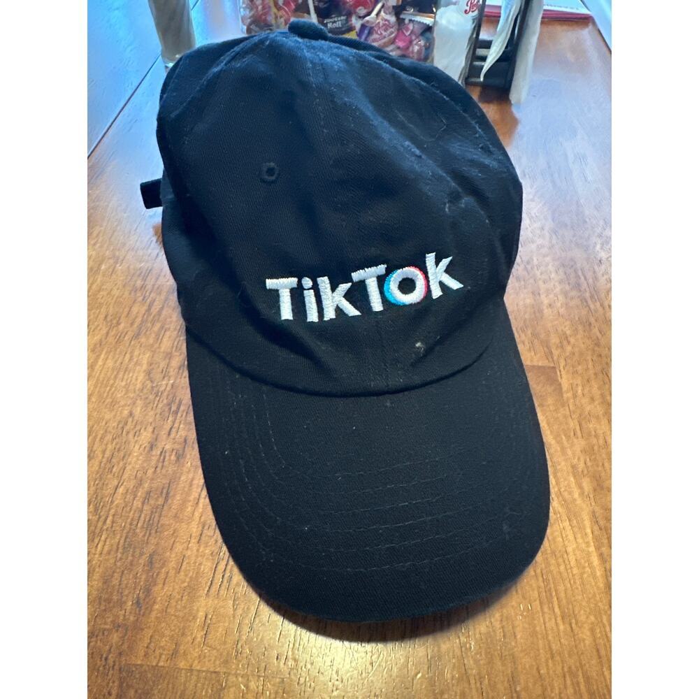 TikTok Logo Dad Hat Black Adjustable Strapback Cap Viral Social Media Streetwear